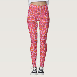Funky Pink and Orange Geometric Pattern Leggings