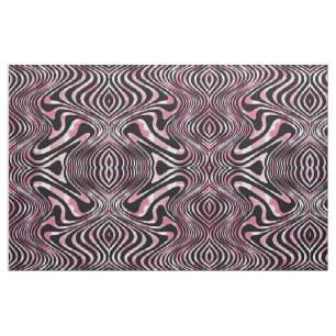 Funky Pink Black Psychedelic Swirls Panel Print Fabric