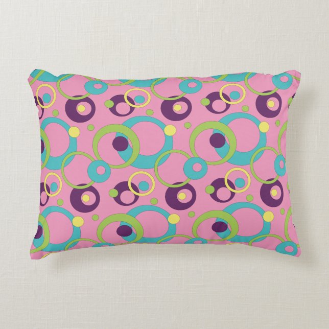 Funky Pink Circles Accent Pillow (Front)