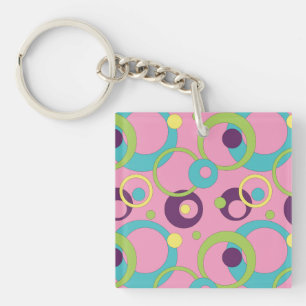 Funky Pink Circles Acrylic Keychain