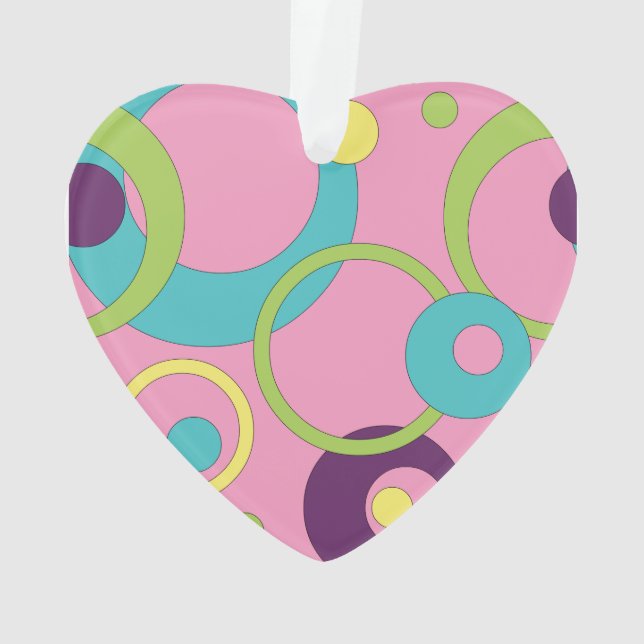Funky Pink Circles Acrylic Ornament (Back)