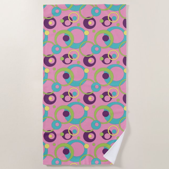 Funky Pink Circles Beach Towel (Front)