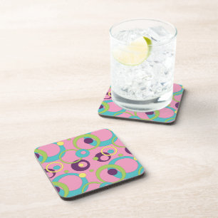 Funky Pink Circles Cork Coaster