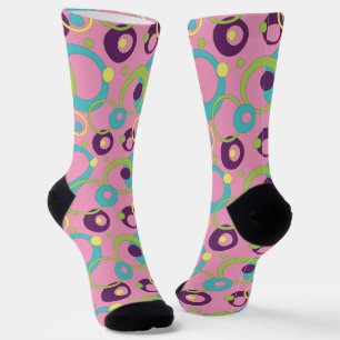 Funky Pink Circles Houndstooth Socks
