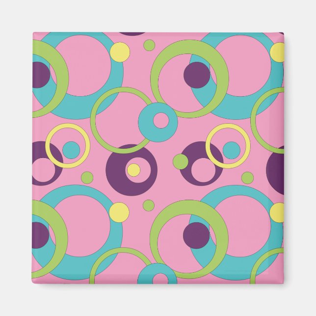 Funky Pink Circles Magnet (Front)