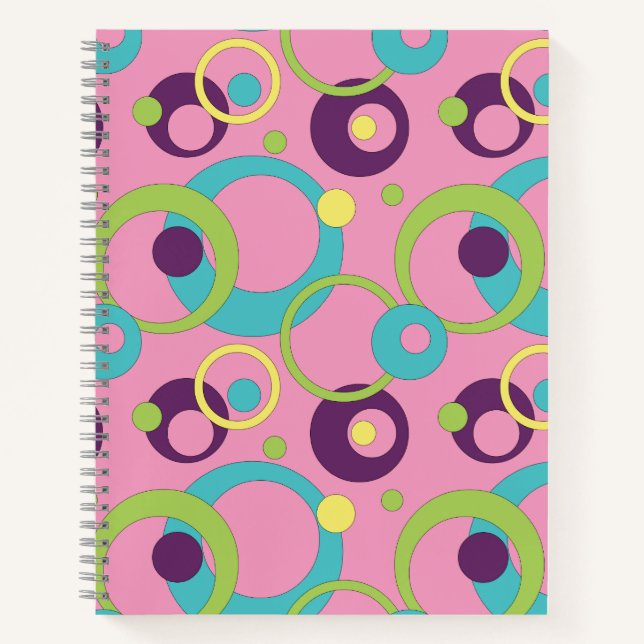 Funky Pink Circles Spiral Notebook (Front)