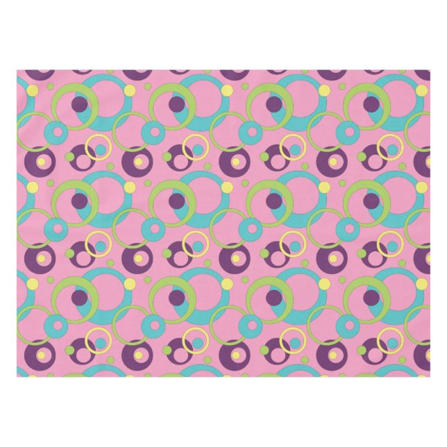 Funky Pink Circles Tablecloth (Front (Horizontal))