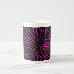 Funky Pink Fire Flower Abstract Bone China Mug