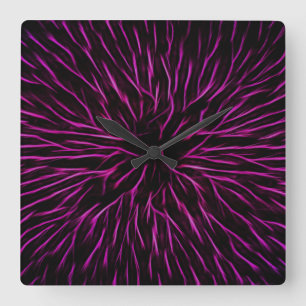 Funky Pink Fire Flower Abstract Square Wall Clock
