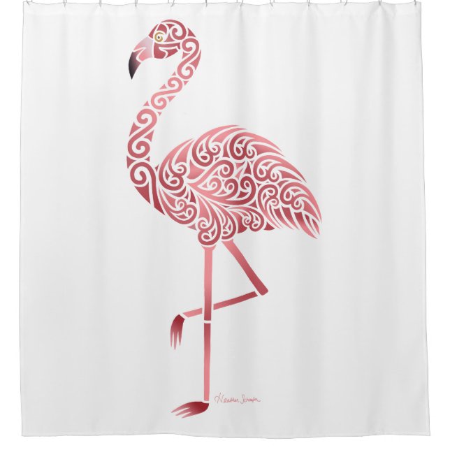 Funky Pink Flamingo Shower Curtain (Front)