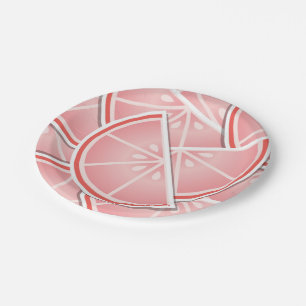 Funky pink grapefruit wedges paper plate