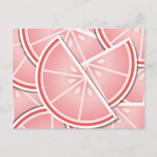 Funky pink grapefruit wedges postcard