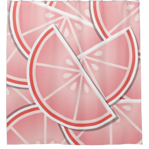 Funky pink grapefruit wedges shower curtain