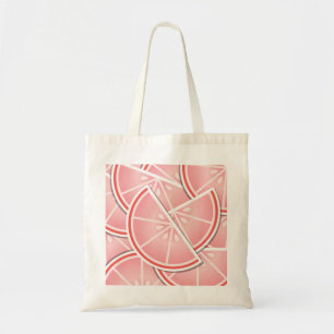 Funky pink grapefruit wedges tote bag