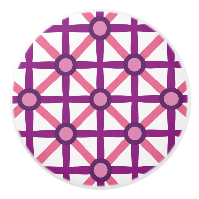 Funky Pink & Purple Pattern Ceramic Knob (Front)