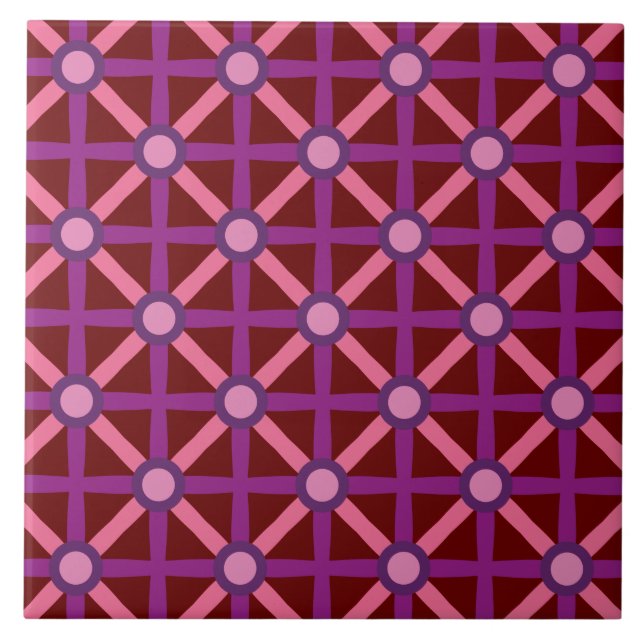Funky Pink & Purple Pattern Tile (Front)