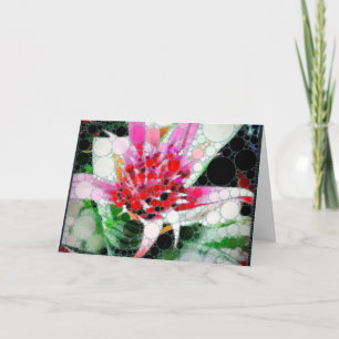 Funky Pink Silver Vase Bromeliad Greeting Card