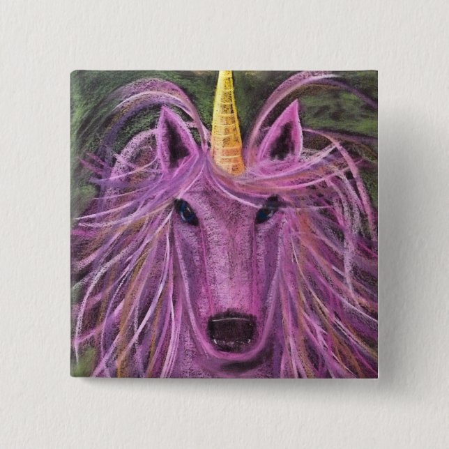 Funky Pink unicorn 15 Cm Square Badge (Front)