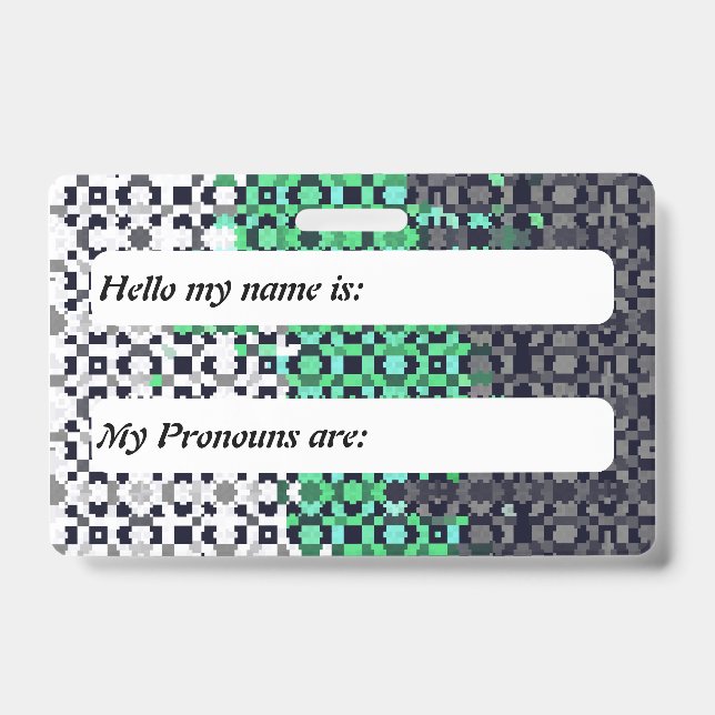 Funky Pixelated Customisable Neutrois Pride Flag   ID Badge (Front)