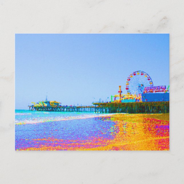 Funky Pixels Santa Monica Pier Postcard (Front)