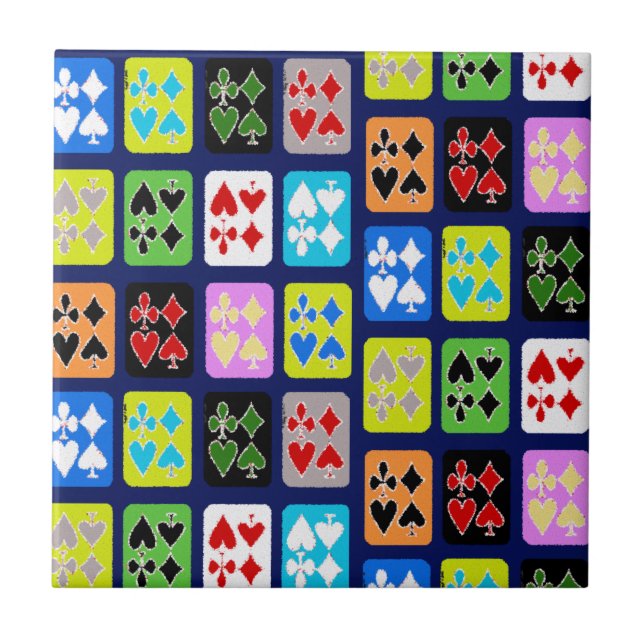 Funky Playing Cards Poker Solitaire Spades Tile (Front)