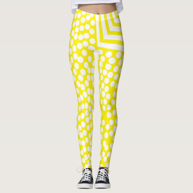 Funky Polka Dot Lines Bold Leggings (Front)