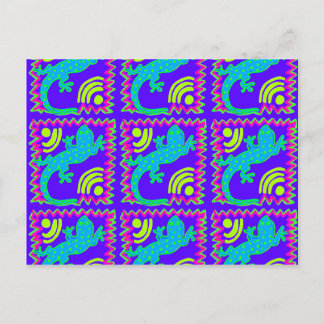 Funky Polka Dot Lizard Pattern Animal Designs Postcard