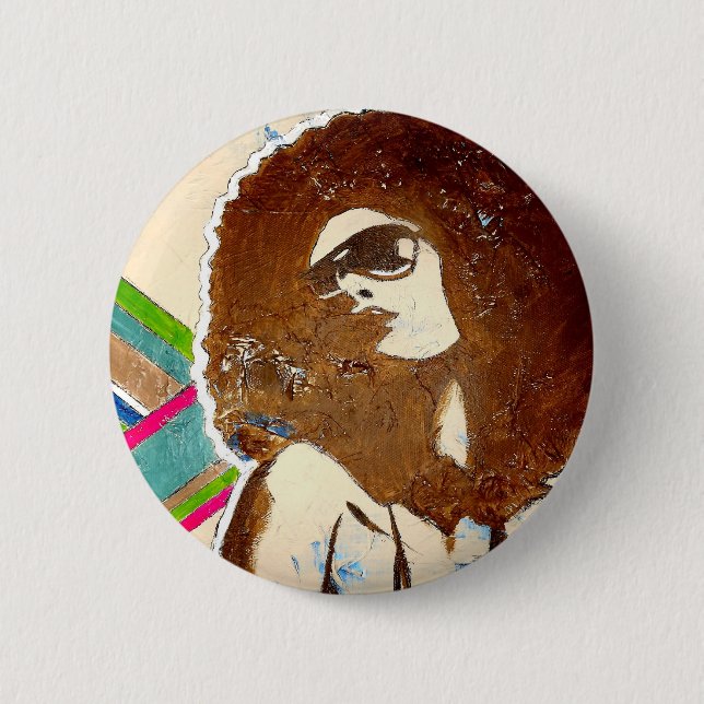 Funky, pop-art accessory button. 6 cm round badge (Front)