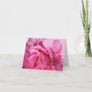 Funky pretty pink roses Happy Valentine love art Card