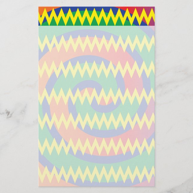 Funky Primary Colours Swirls Chevron ZigZags Desig Stationery (Front)