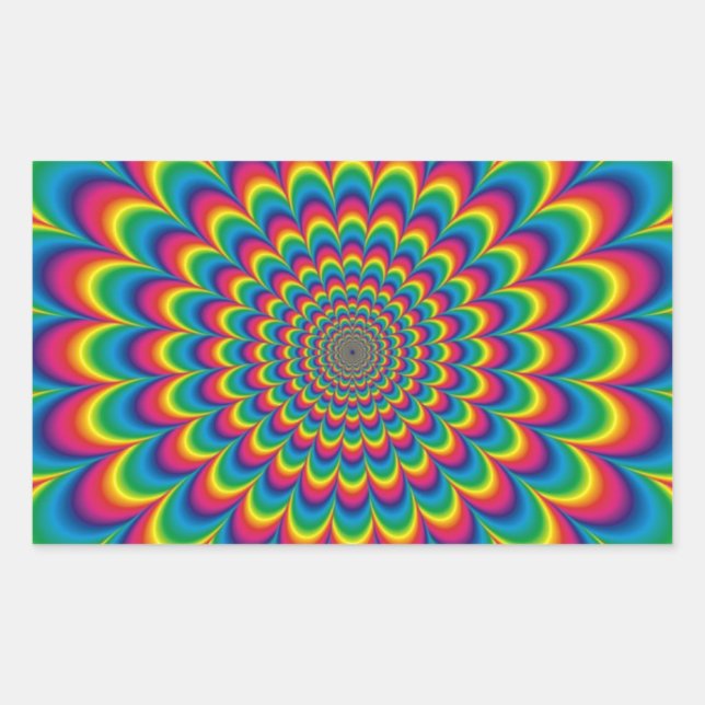 Funky Psychedelic Colour Fest Rectangular Sticker (Front)
