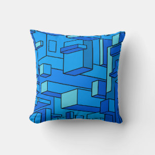Funky Psychedelic Sapphire Blue Throw Pillow
