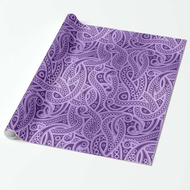 Funky Purple Abstract Paisley Pattern Paper (Unrolled)