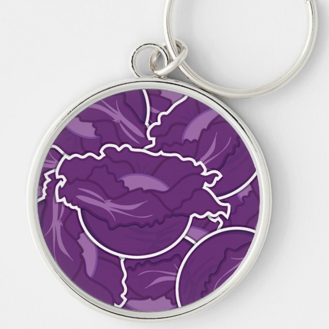 Funky purple cabbage key ring (Front)
