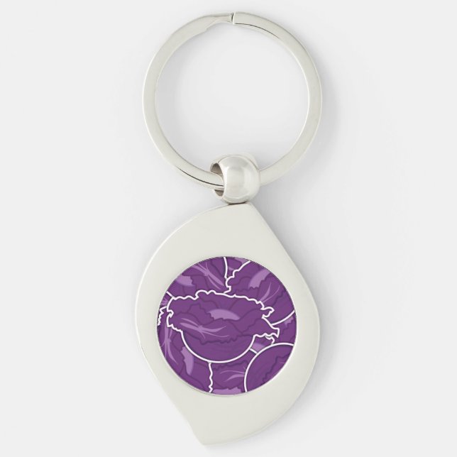 Funky purple cabbage key ring (Front)