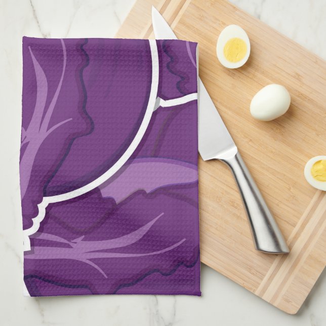 Funky purple cabbage tea towel (Quarter Fold)