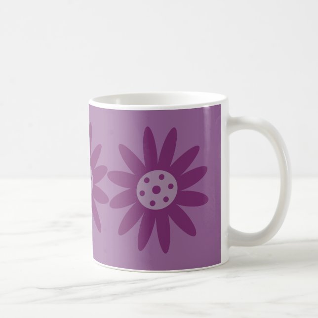 Funky purple cartoon flowers mug (Right)