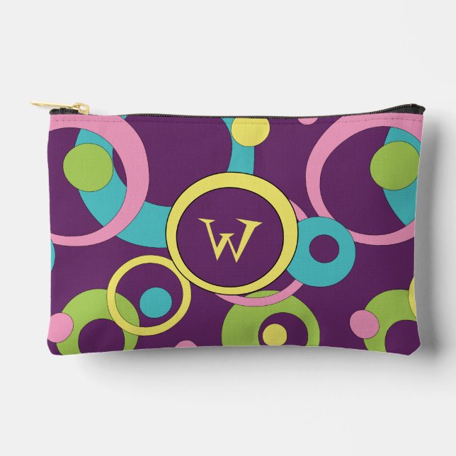 Funky Purple Circles Accessory Pouch (Front)