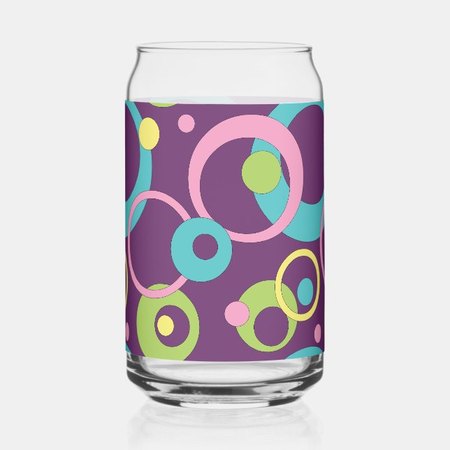 Funky Purple Circles Can Glass (Front)