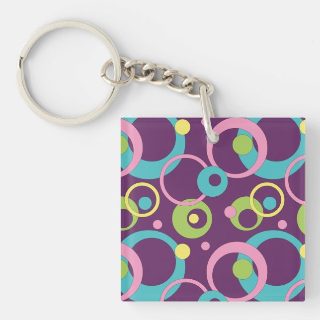 Funky Purple Circles Key Ring (Front)