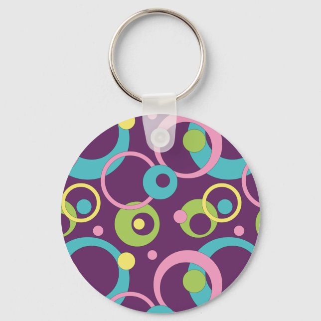 Funky Purple Circles Keychain (Front)
