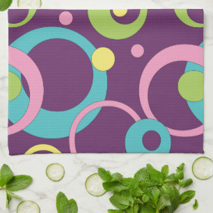 Funky Purple Circles Kitchen Towel