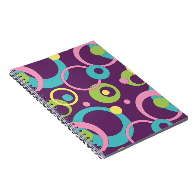 Funky Purple Circles Notebook. Spiral Notebook (Right Side)