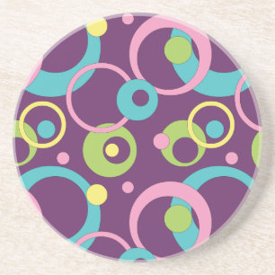 Funky Purple Circles Sandstone Coaster