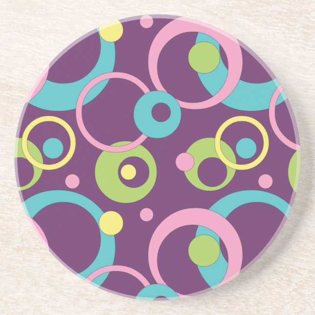 Funky Purple Circles Sandstone Coaster (Front)