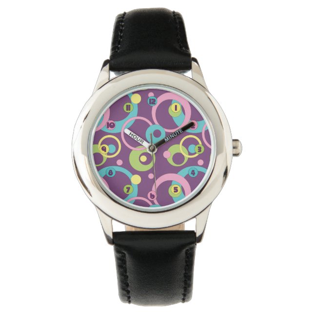Funky Purple Circles Watch (Front)