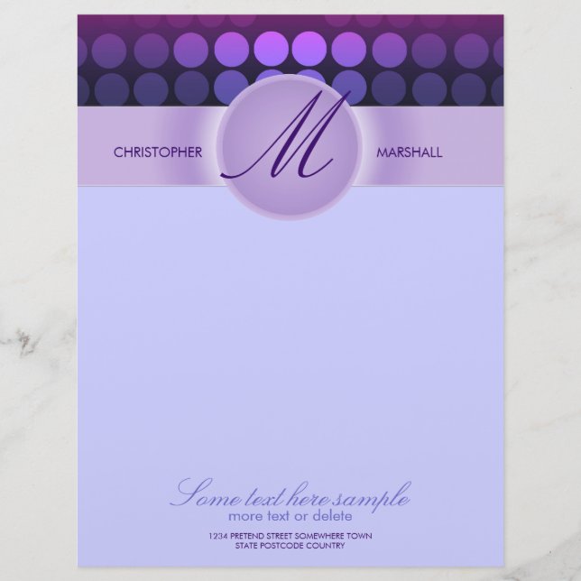Funky Purple Disco Lights stationery Letterhead (Front)