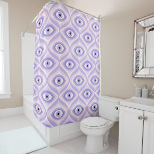 Funky Purple Eye: Retro Modern Psychedelic Pattern Shower Curtain