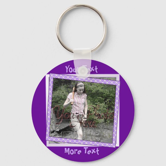 Funky Purple Polka Dot Frame Keychain (Front)