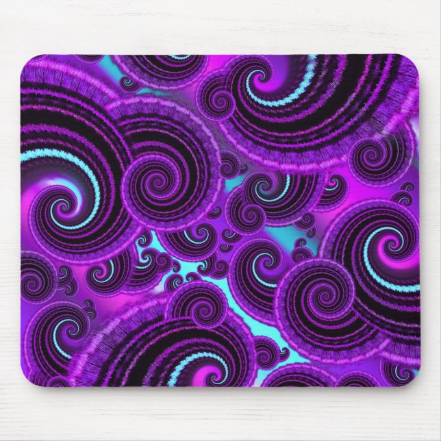 Funky Purple Swirl Fractal Art Pattern Mouse Pad (Front)
